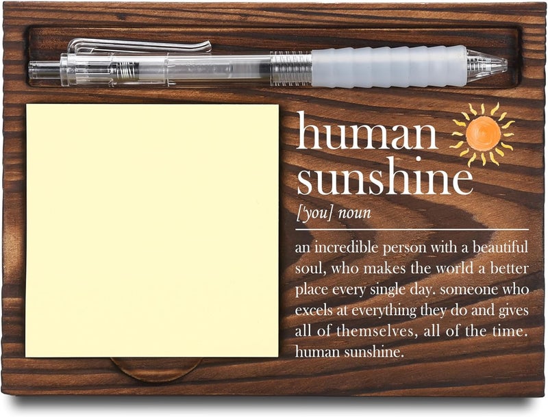 FTONENI Human Sunshine Gifts, Appreciation Gifts, Thank You Gifts, Sticky Note Holder, Post-it Note Dispenser for Desk, Wooden Post-it Note & Pen Holder 6.5" x 4.7" - FTA106 - Image 1